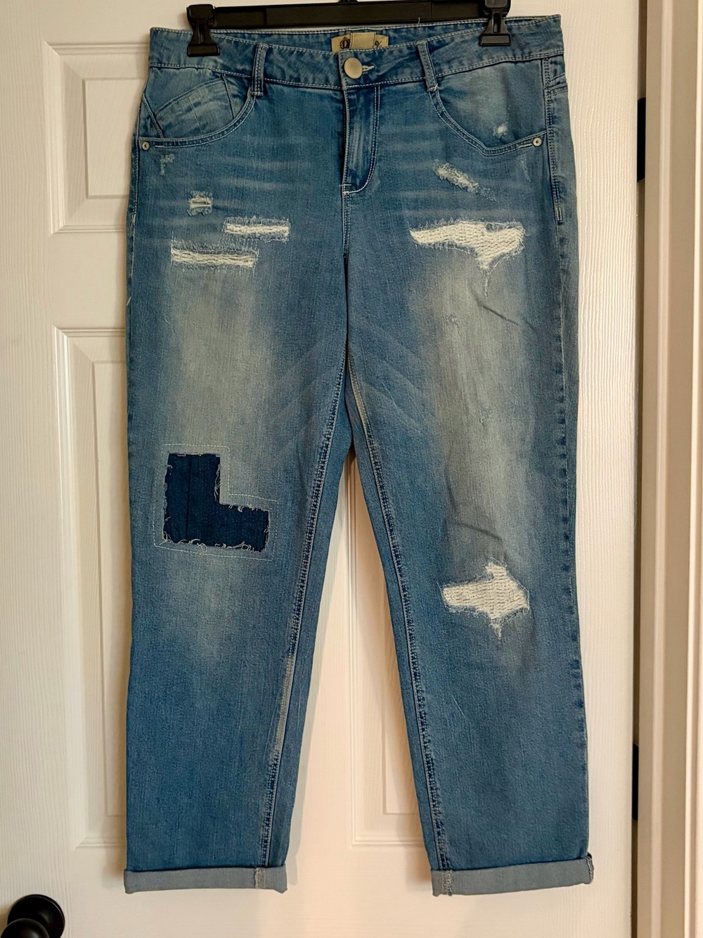 EUC Democracy Light Blue Girlfriend Jeans, size 12, distressed